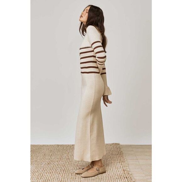 MON RENN RHYTHM STRIPE KNIT DRESS - White/Black STRIPE size S NWT$219 - Picture 3 of 8